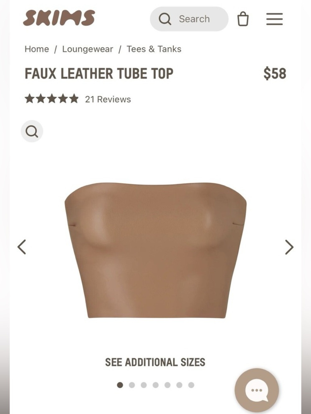 NWT Skims Faux Leather Tube Top